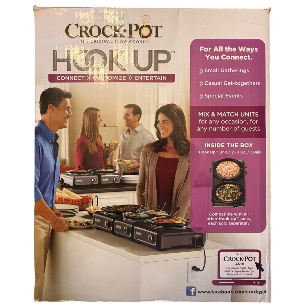 Crock-Pot Hook Up Connectable Entertaining System Double 1 Qt Slow Cooker Black